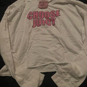 Juicy Couture White Long Sleeve with Pink Graphic